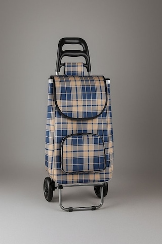 Su Geçirmez Çantalı Katlanabilir Alüminyum Pazar Arabası Mavi