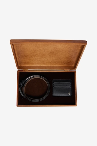 AC&Co / Altınyıldız Classics Erkek Siyah Kemer - Kartlık Aksesuar Set Sıyah Siyah