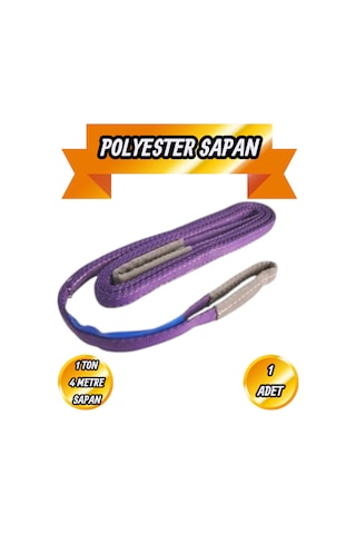 Polyester Sapan Mor Renk 1 Ton 4 Metre Sağlam Yük Kaldırma Taşıma İndirme Halat Spanzet