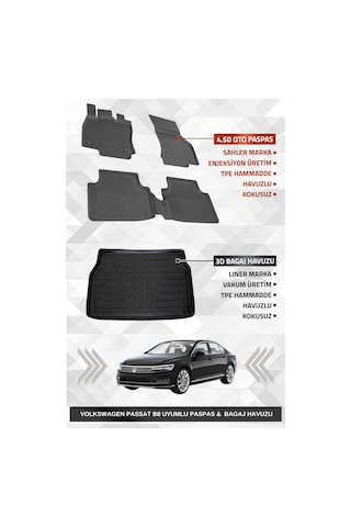 Sahler Volkswagen Passat B8 2015-2023 Uyumlu 4.5d Premium Havuzlu Oto Paspas Ve Liner Marka 3d Bagaj Havuzu Sahler Volkswagen Passat B8 2015-2023 Uyumlu 4.5d Premium Havuzlu Oto Paspas Ve Liner Marka 3d Bagaj Havuzu