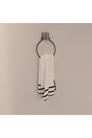 Decorev Dc-5059 Dekoratif Yapıştırmalı Banyo Mutfak Metal Yuvarlak Havluluk Askı Siyah Pratik Vidasız Montaj Gri