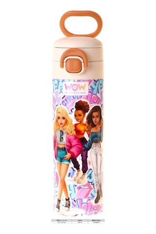 Wow Generation 520 Ml Music Desenli Lila Kız Çocuk Çelik Termos Matara Çift İçim Kilitli Kapak - W6047 Lila - Kırmızı