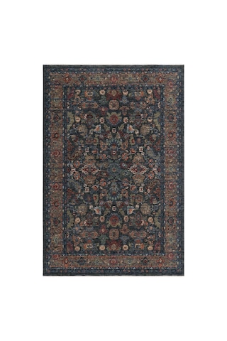 Cool Halı Saray Lacivert Vintage Etnik Çiçek Motifli Soft Çerçeveli Bohem Oturma Odası Salon Halısı
