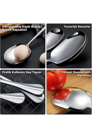 Premium 6'lı Paslanmaz Çelik Lüks Servis Kaşığı Seti Büyük Boy Şıklık Çok Renkli