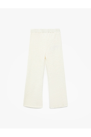 Koton Beli Lastikli Dokulu İspanyol Paça Pantolon Bej 5skg40179ak Ekru