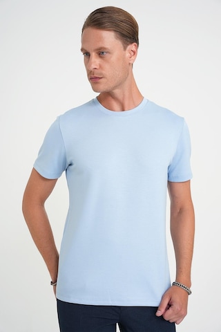 Efor Comfort Fit Bisiklet Yaka Esnek Pamuk Casual Mavi Tişört Ts 885 Mavi
