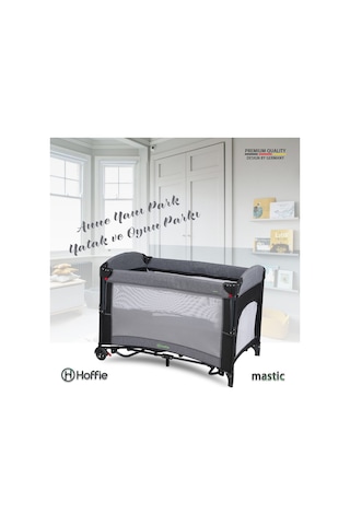 Mastic Anne Yanı Park Yatak Sallanır Oyun Parkı Cibinlikli Yatak Hediyeli 70x110 Cm Gri