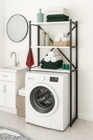 3 Raflı Banyo Organizatorü - Beyaz Beyaz