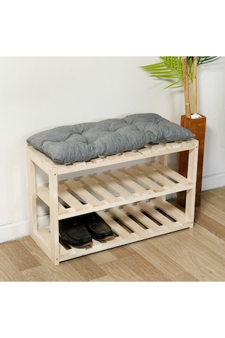 Ayakkabılıklı Puf Ahşap 3 Katlı Ayakkabılık 5081