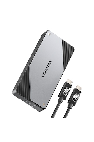 Vention Usb 4,0 Thunderbolt 4 / 3 Uyumlu M.2 Nvme Ssd Kutusu Alüminyum Alaşım 40 Gbps Type-c Aktif Fan Soğutmalı - Gri