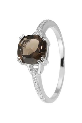 Lair Doğal Dumanlı Topaz İle Yüzüklü Altın Yüzük Hediye 11238342 Kahverengi