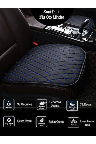 Audi Tt 8j Ön Ve Arka Takım Koltuk Minderi Kılıf Siyah Suni Deri Mavi Dikişli2543