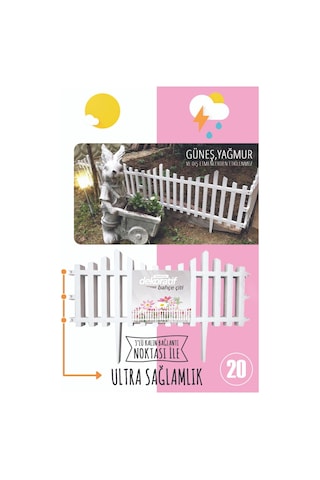 Dekoratif Bahçe Çiti Bordür Plastik Çit 59 Cm Peyzaj Çiçek Koruma Panel Beyaz 20'li 11.8 Mt