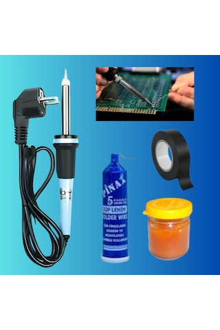 4'lü Lehim Makinası Seti 60w Havya Kalemi Tel Lehim Pastası Elektrik bandı