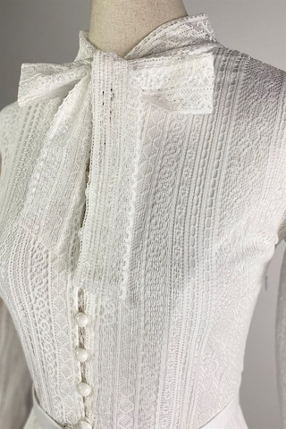 Ges Moda G0015 Dantel Detay Piliseli Elbise Beyaz-beyaz Beyaz
