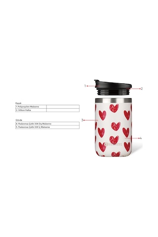 Les Artistes Paris Isı Yalıtımlı Çelik Termos Mug 350ml Metal Gri