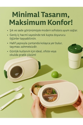 Sevimli Öğle Yemeği Kutusu, Okulda Gençler Ve Çocuklar İçin Taşınabilir 2 Bölmeli Saklama Kabı Yeşil