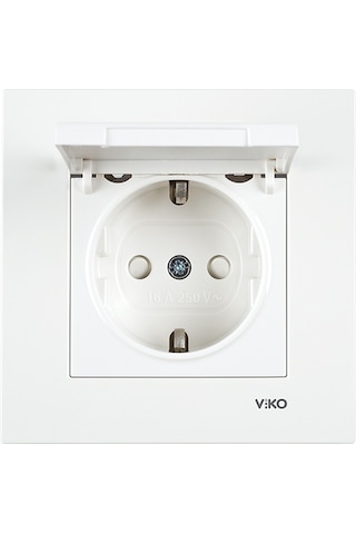 Viko Karre 12 Adet Kapaklı Topraklı Priz - Çerçeveli Beyaz