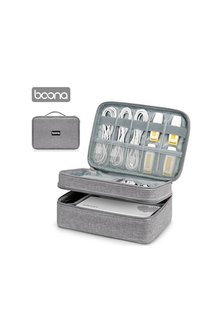 Fastbuy Modasına Elektronik Aksesuar Çantası, Kablo Düzenleyici, Gri Tcherchi Saklama Çantası Gri