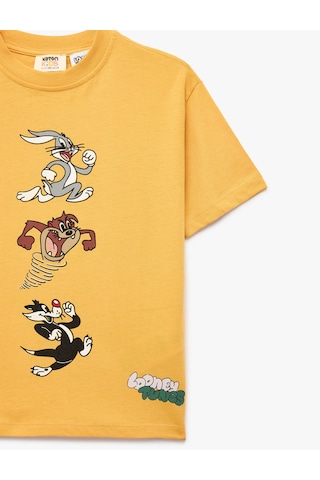 Koton Pamuklu Looney Tunes Baskılı Bisiklet Yaka Kısa Kollu Lisanslı Tişört Turuncu 5skb10665tk