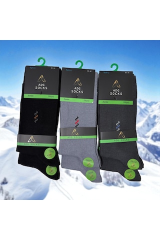 Erkek Uzun Dikişsiz Bambu Çorap 6'lı Ve 12'li Siyah