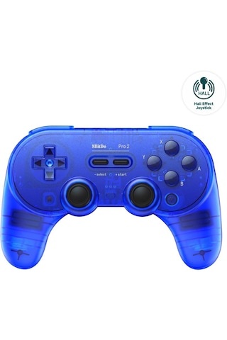 8bitdo Pro 2 Bluetooth Controller Kablosuz Hall Effect Oyun Kolu Switch/switch 2,pc,android,Apple Uyumlu,macos Transparan Mavi