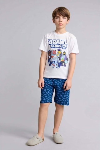 Defacto Brawl Stars Kısa Kollu Üst Şort Alt 2li Pijama Takımı Erkek Çocuk H3540a826smwt34 Beyaz-wt34