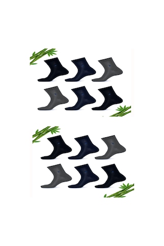 12li Erkek Bilek Üstü Bambu Çorap Yarım Konç Rahat Esnek Sıkmaz 001