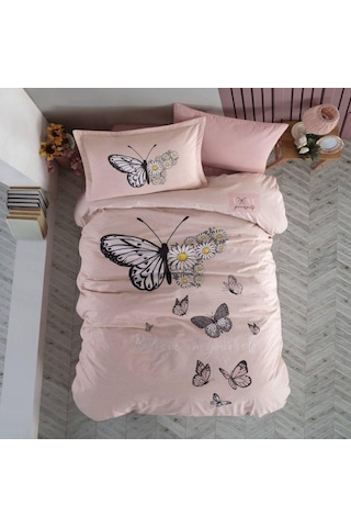 Clasy Ranforce Nevresim Takımı Tek Kişilik Daisy Love V2 Somon