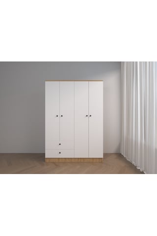 4 Kapaklı 2 Çekmeceli Modern Gardırop