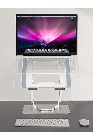 Daytona ZR104 Alüminyum Katlanabilir 360 Derece Dönen Laptop Standı Gümüş