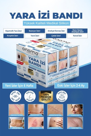 Onomo Health Silikon Yara İzi Bandı Ameliyat İzi Giderici Sezeryan Scar Keloid Yanık 2,5cm X 3m