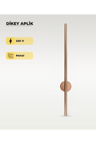 12w Rose Gold Renk Dikey Aplik - Gün Işığı