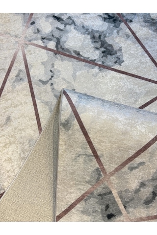 Dijital Kaymaz Yıkanabilir Krem Modern Salon Halısı Mutfak Halısı Yolluk Balkon Halısı Ev Dekor Krem - Gri - Bordo