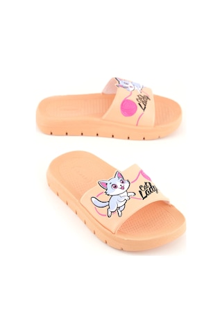 Gezer Kız Çocuk Yazlık Cat Lady Pu Rahat Taban Ev Banyo Havuz Plaj Terlik Yavruağzı