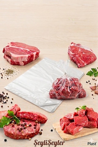 Şeylişeyler - Plast 35x50 Cm Şeffaf Kasap Poşeti 1 Kg - Deliksiz Sızdırmaz Hışır Tabaka Poşet