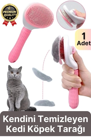 Özel Üretim Pembe Kendini Temizleyen Otomatik Tuşlu Evcil Hayvan Pet Tüy Toplayıcı Kedi Köpek Tarağı