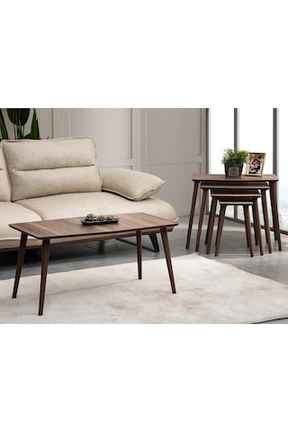 Vovvahome Vega 4lü Mdf Ahşap Zigon Sehpa Ve Orta Sehpa - Ceviz