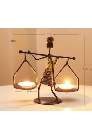 Kadın Figürlü Metal Ferforje Tealight Mumluk
