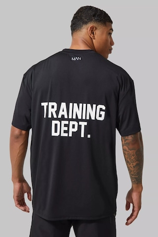 T-shirt - Training Dept. Baskılı Oversize Bisiklet Yaka Kısa Kol Siyah Tişört Siyah