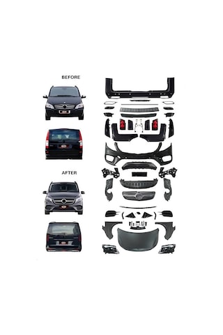 Mercedes V Klass Vito 2006-2015 Uyumlu 2023 Amg Sports Yükseltme Body Kit Seti-hazır Stok-kesme Yok