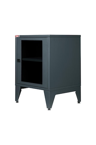 Lande - Ziglat 655 - Metal Dolap - Cam Kapılı - Antrasit Gri. Gri