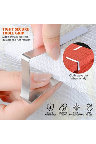 Jeehugo 12 Adet Paslanmaz Çelik Masa Örtüsü Klipsi - Dış Mekan Piknik Masa Örtüsü Sabitleyici, Dayanıklı Ve Paslanmaz, Kolay Kullanıma Uygun Gümüş