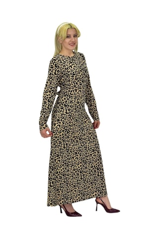 Kadın Leopar Desen Krep O Yaka Elbise Bgl-st03539 001