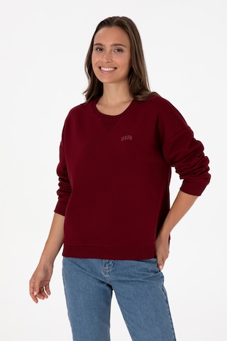 U.S. Polo Assn. Kadın Bordo Şardonlu Bisiklet Yaka Basic Sweatshırt 50313586-VR014
