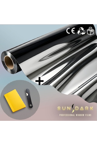 Sundark 152 Cm X 10 Metre Içten Siyah / Dıştan Aynalı Blacksilver Cam Filmi Uygulama Setli