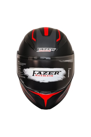 Fazer Motosiklet Çene Açılır Kask Güneş Vizörü Motor Kaskı Duncan Kırmızı Siyah