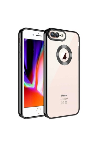 Apple Uyumlu iPhone Se 2020 Kılıf Kamera Korumalı Logo Gösteren Zore Omega Kapak Siyah