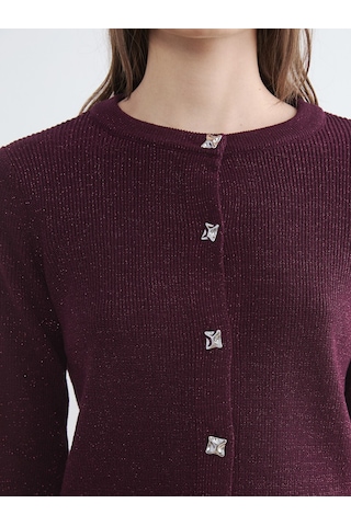 Lcw Comfort Bordo Bisiklet Yaka Kadın Triko Hırka