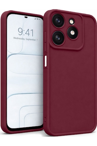 Tecno Spark10pro-4g Uyumlu Kamera Çıkıntılı Mat Silikon Telefon Kılıfı Bordo